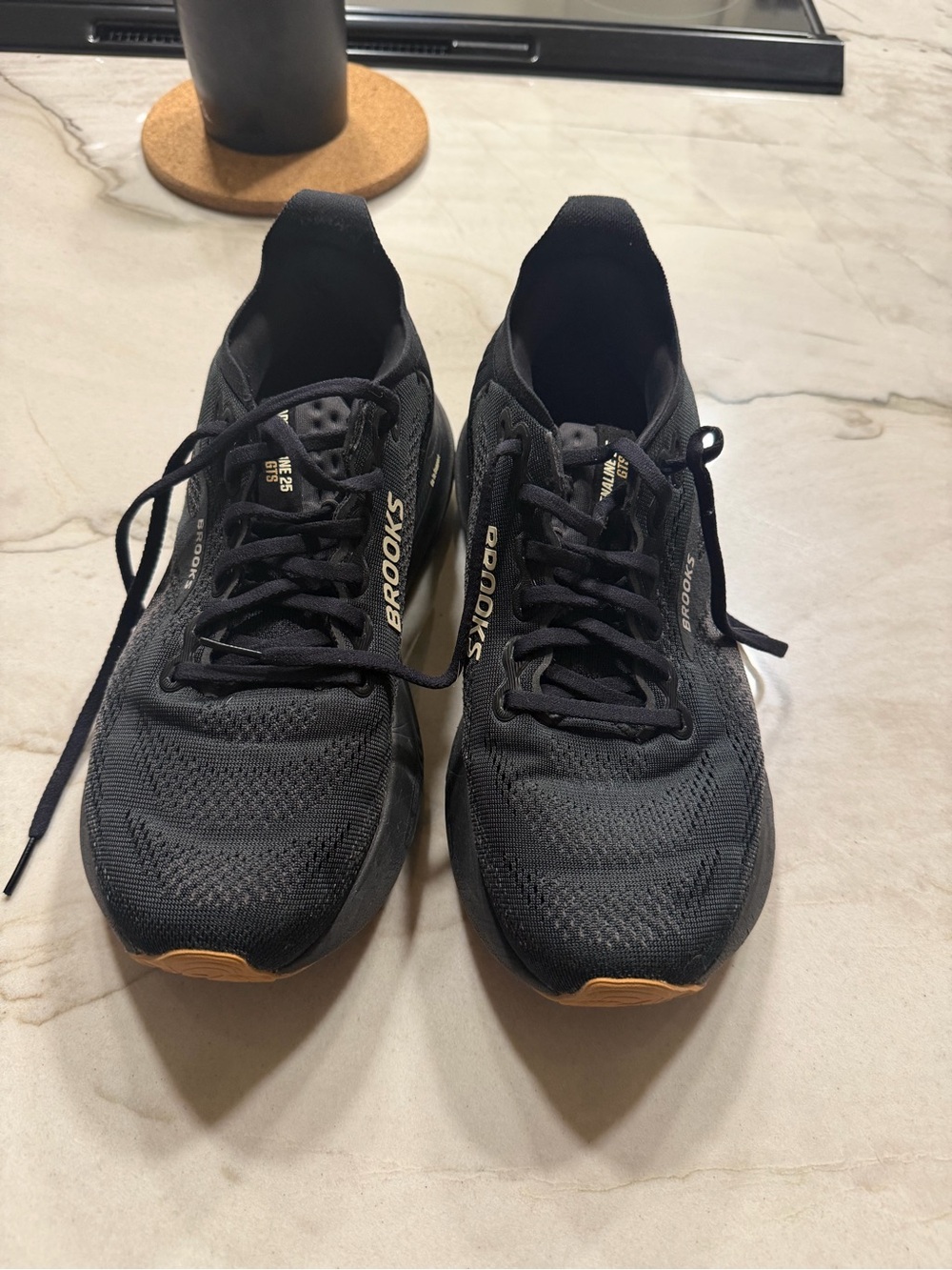 Brooks Women’s Black Running Shoes with Tan Accents